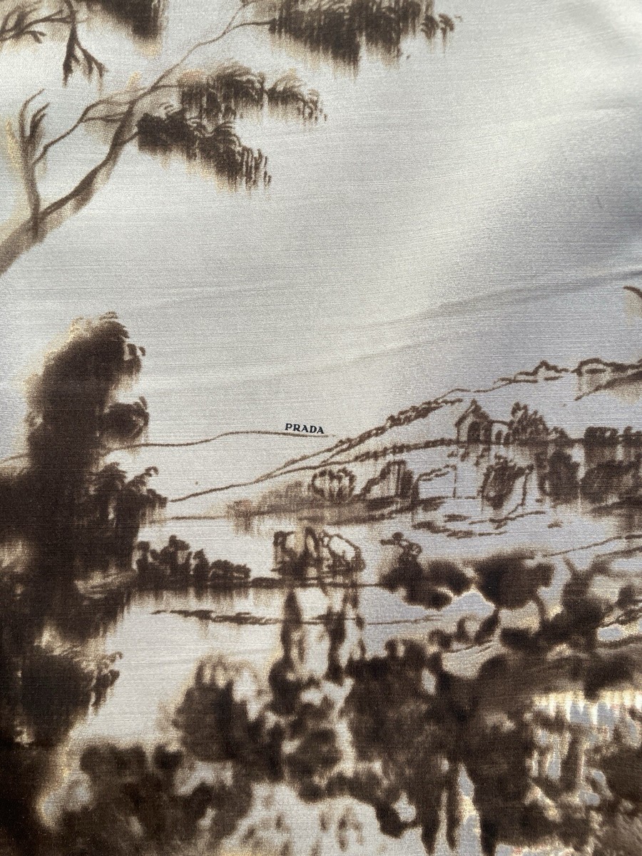 Prada Vintage Archive Fall 2004 Roman Ruins Landscape Print Skirt