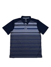 Oakley Polo Golf Shirt Men  s L Black Gray Striped Regular Fit Short Sleeve New