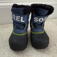 Sorel Commander Snow Boots Black Blue Kids 5 Waterproof Warm Winter
