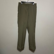New York  Company Women's Pants 12 Tall Green Straight Leg Cuffed Trousers NWT