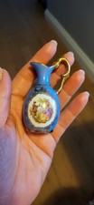 LIMOGES VASE URN PORCELAIN MINIATURE FRANCE COURTING COUPLE GOLD RIM HANDLE JUG
