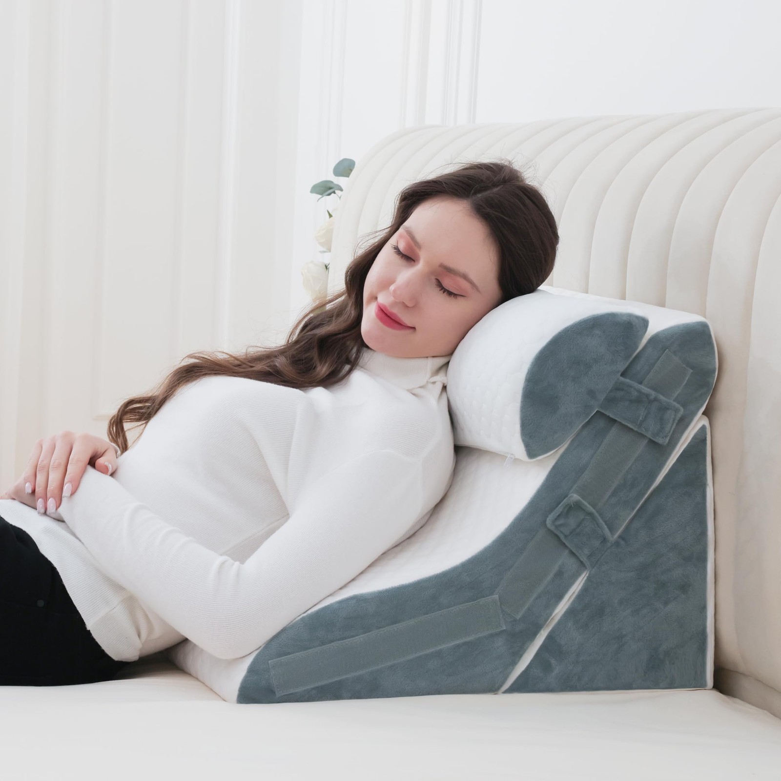 Wedge Pillow Headboard Set with 4 Adjustable Heights 9 12 16 20 Inches for Orthopedic Support-image