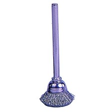 Miniature Stem-Mounted Cup Brush, 5/8 in Dia., .005 in Brass Wire Weiler 26075