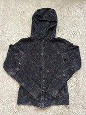 Lululemon Scuba Hoodie Womens 6 Black Frozen Flourish Full Zip Jacket Athletic