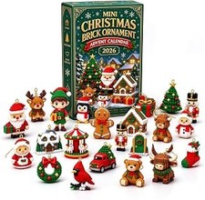 Mini Christmas Brick Ornament Advent Calendar, 24 DIY Xmas Building Blocks