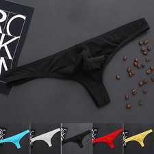 Sheer Men's Low Rise G String Thong Underwear See Through Bulge Enhancer