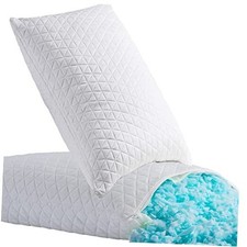 Shredded Memory Foam Pillows for Sleeping,Bed Standard Pack of 2 White