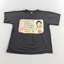 Y2K Pablo Escobar El Patron Mugshot ID Card Distressed Black T-Shirt Size XL