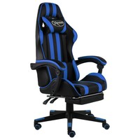Vidaxl Gaming-Stuhl Mit FußStüTze Schwarz Und Blau Kunstleder Neu