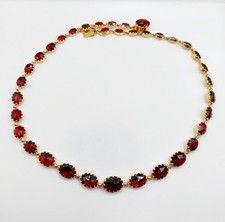 Collana antica oro 18k granati di Perpignan incastonato chiuso (circa 1920)
