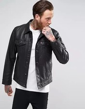 Levis Trucker Jacket Lederjacke Levi’s Leather Jacket S nk325