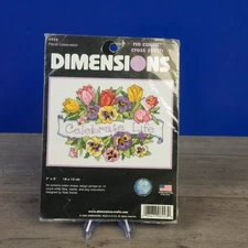 NEW Dimensions Cross Stitch Kit #6923 Floral Celebration Celebrate Life 7" x 5"