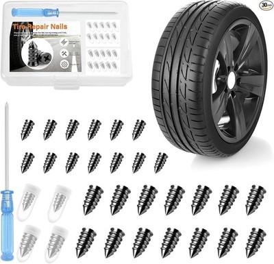 30 Self-Tapping Tire Repair Screws, Rubber Nail Kit for Mo Number of Items: 30