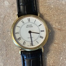 Vintage Brooks Brothers Swiss Made Quartz Watch 5 Jewels 32mm New Battery Band