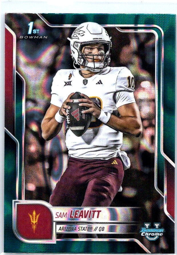 2025 Bowman University Chrome #195 Sam Leavitt Teal Lava Refractor