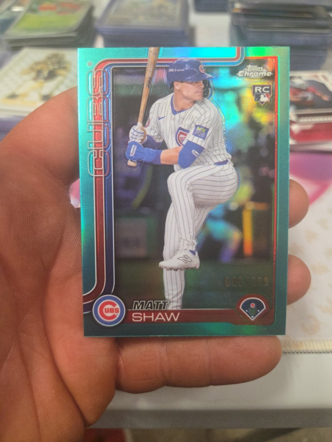 Matt Shaw (RC) 2025 Topps Chrome Rookie Card #219 Teal Refractor #/299 Cubs