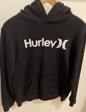 Hurley Boys XL 18/20 Black Fleece Pullover Hoodie Sweatshirt Hooded Pockets