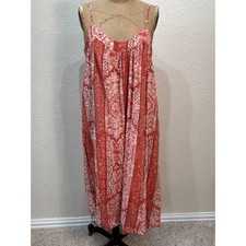 Lucky Brand Orange White Large Maxi Dress Sleeveless Bohemian