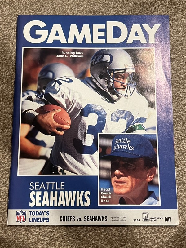 FOOTBALL PROGRAM KANSAS CITY CHIEFS SEATTLE SEAHAWKS 9/22 1991 COACH CHUCK NOLL