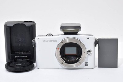 [ Excellent ] OLYMPUS PEN Mini E-PM1 12.3MP White 6716 shots w/ Battery, Flash