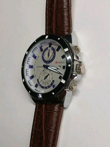 Mens Curren Watch Working Battery In Used Condition Leather Strap J - Picture 5 of 6