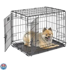 24-Inch Two-Door iCrate Folding Dog Crate with Divider Panel, Leak-Proof Tray...