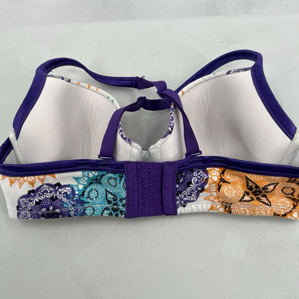 Sujetador Lane Bryant Cacique Intimates Talla 38D Blanco Púrpura Naranja Paisley Floral Foto 2 de 4
