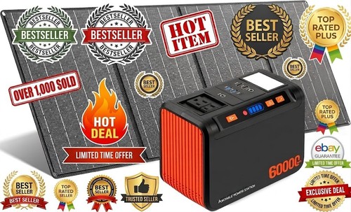 250W Portable Power Station 222Wh Battery With 40W Solar Panel AC 110V Outlet