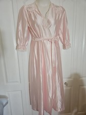 Lorraine Peignoir Lingerie Dressing Robe Light Pink Lace Embroidered Sz Medium