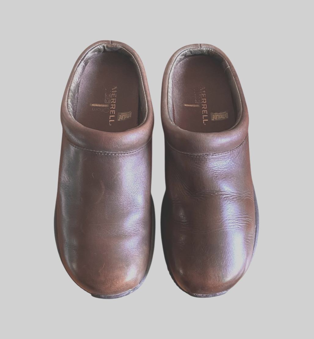 MERRELL Scarpe slip on Merrel Encore Groove su misura da donna 6 5 zoccoli mules in pelle marrone