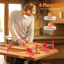 (4 Pack) 3/4" Wood Gluing Pipe Clamp Set Heavy Duty PRO Woodworking Cast Iron