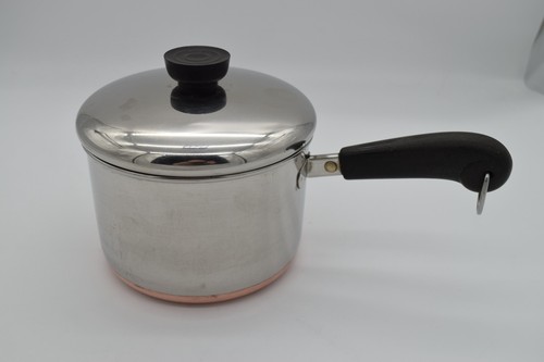 Vintage Revere Ware 2 Quart 1801 Soßenpfanne Kupferboden Topf mit Deckel