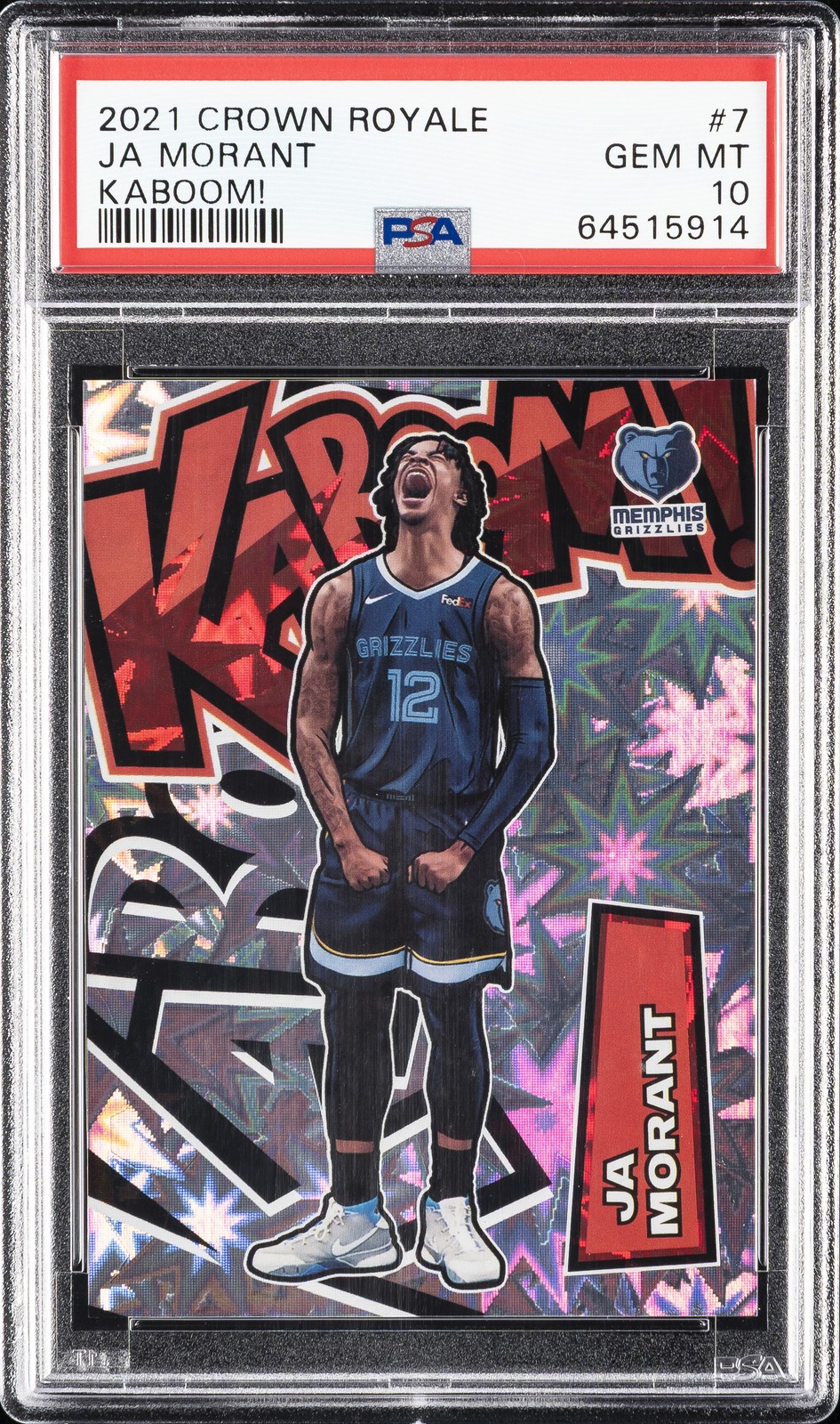 2021 PANINI CROWN ROYALE KABOOM! #7 JA MORANT PSA 10