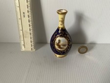 RARE  VINTAGE  COALPORT VASE GILT ON COBALT WITH SCENE IN CARTOUCHE