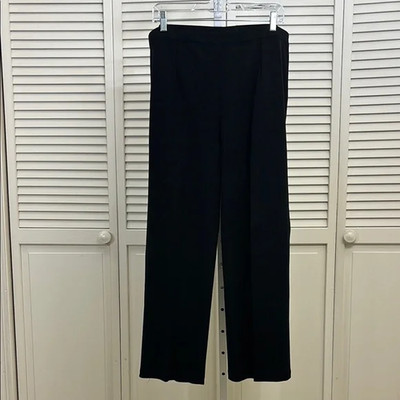 Ming Wang Knit Straight-Leg Black Unlined Acrylic & Polyester Pants XL