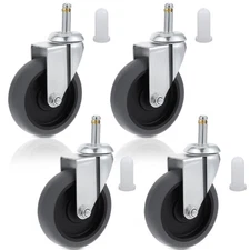 4 Inches Stem Caster Wheels, 7/16-Inch Stem Diameter Swivel Casters Set of 4 ...