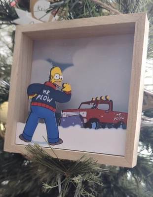 #ad Simpsons Homer Mr. Plow Shadowbox 5x5 Ornament Custom Scenes Available $13.00