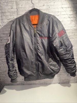 Gray Poly Bomber Style Jacket Custom Embroidery Zip Up Front Men s XL KAPPA