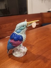 HEREND PORCELAIN HANDPAINTED COLORFUL KINGFISHER BIRD FIGURINE 5168