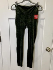 SPANX Velvet Leggings Size Medium Dark Palm Green High Rise Stretch Women's NWT