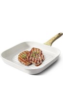 GiPP 28cm Nonstick Grill Pan | Square Griddle Pan for Stove Tops PFOA Free White