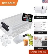 Ice Cube Tray Set with Lid Scoop Bin BPA-Free Stackable Freezer Storage