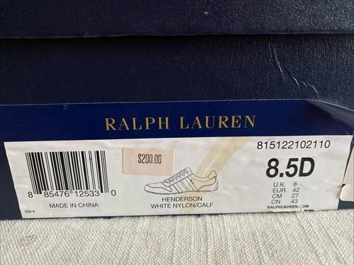 RARE RALPH LAUREN HENDERSON NYLON & LEATHER Athletic Shoes, White/Silver, 8.5 D - Picture 4 of 18