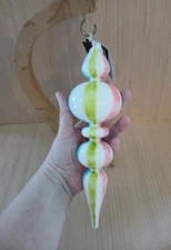 Robert Stanley Large Glass Hanging Christmas Ornament Decoration 11" Colorful