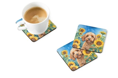 Caroline's Treasures Cockapoo in Sunflowers Coasters - Thumbnail 2
