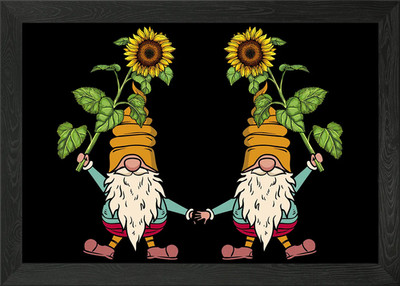 Niedliche Sonnenblumenwichtel gerahmtes Wandbild Poster Leinwanddruck Bild