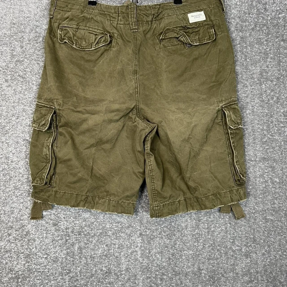 Pantalones Cortos Carga Abercrombie & Fitch Para Hombre 38 Verde/Marrón Algodón De Colección Y2k Pesados Foto 4 de 4