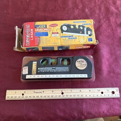 Fixta Laser Level Pro 3 Tool Horizontal Vertical 8 FT 250cm Measuring Tape Ruler