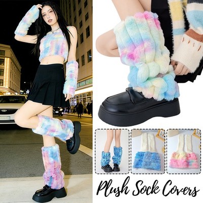 Y2k Women Winter Faux Fur Leg Warmers Fashion Footwear Accessory Fluffy Socks
