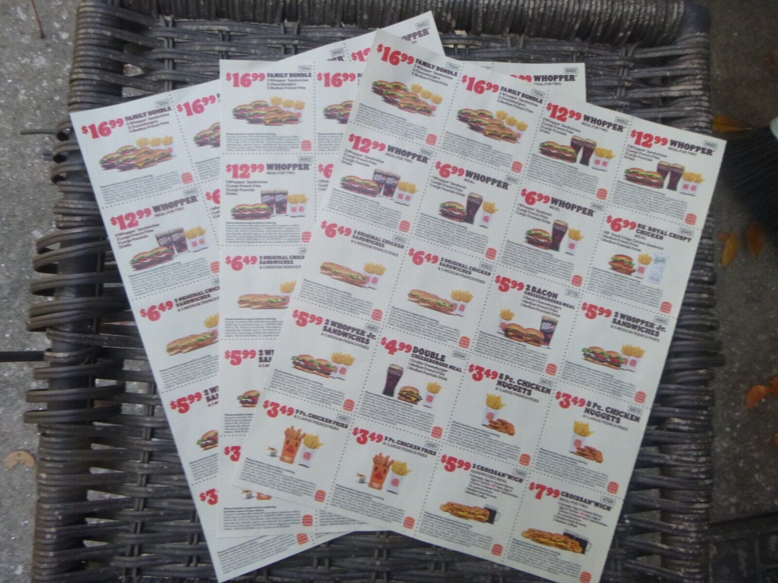 Burger King Coupons (3 sheets) 60 coupons total  GREAT SAVINGS!